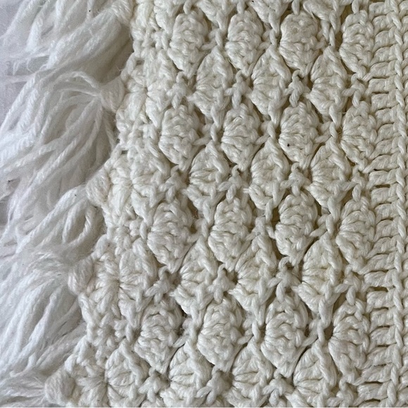 Handmade Crochet Afghan White Popcorn XL - Picture 6 of 7